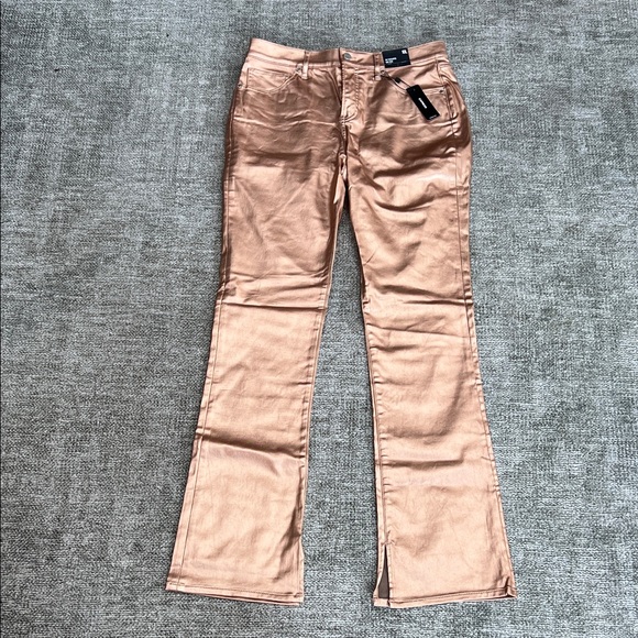 Express Rose Gold Skyscraper Mid Rise Women Coated Jeans size 10L - Picture 3 of 9